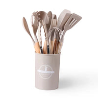 12 Pcs Silicone Cooking Utensil Set with Wooden Handles | Elvina Pakistan