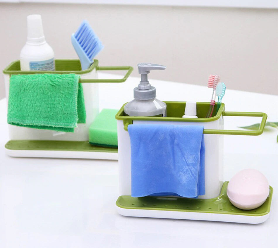 3-in-1 Soap Dispenser & Sponge Holder – Kitchen Sink Organizer