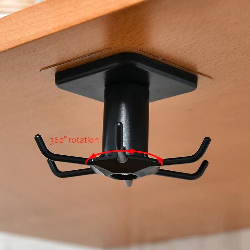 360° Rotating Kitchen Organizer – Space-Saving Utensil & Cabinet Hook Rack